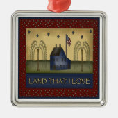 アメリカの国の愛国心が強いクリスマスのギフト メタルオーナメント (正面)