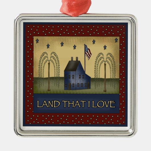 アメリカの国の愛国心が強いクリスマスのギフト メタルオーナメント (正面)