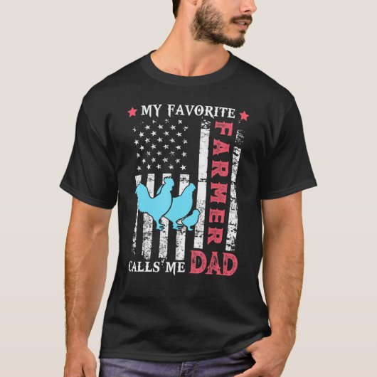 アメリカの国旗が好きな農夫が俺をダディ・チキンと呼ぶ Tシャツ (正面)