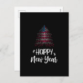 アメリカの国旗が飾られたニューイヤークリスマスツリー シーズンポストカード (正面/裏面)