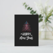 アメリカの国旗と一緒に新年を祝うクリスマスツリー シーズンポストカード (スタンド正面)