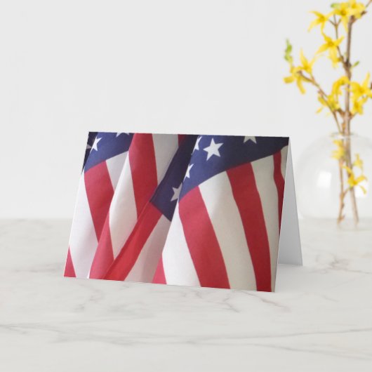 アメリカの国旗空白のが愛国的なアメリカの挨拶 カード (黄色い花)