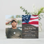 アメリカの国旗 別離パーティー 軍事 フォト 招待状 (スタンド正面)