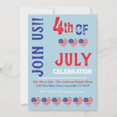 アメリカの国旗 愛国的な 7月4日 招待状 (正面)