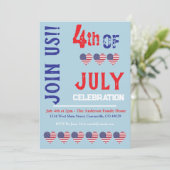アメリカの国旗 愛国的な 7月4日 招待状 (スタンド正面)
