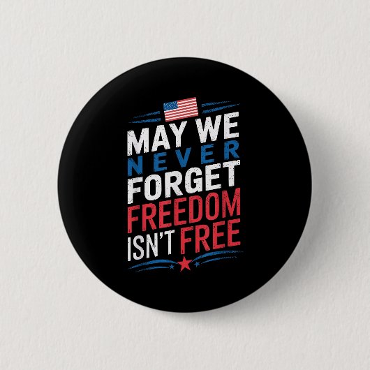 アメリカの国旗 記念日 どうか自由がただでないことを忘れないで 缶バッジ (正面)
