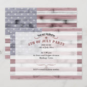 アメリカの国旗 赤白青 木製 4thオブジュライ 招待状 (正面/裏面)