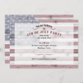 アメリカの国旗 赤 白 青 木製 7月4日 招待状 (正面/裏面)