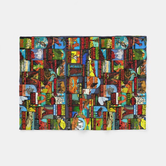 アメリカの国立公園のヴィンテージのデカールの爆弾 フリースブランケット (正面(横))