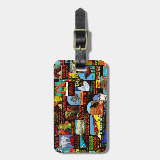 アメリカの国立公園のヴィンテージのデカールの爆弾 ラゲッジタグ (正面縦)