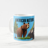 アメリカの国立公園 ブラン熊 松の木 コーヒーマグカップ (正面左)