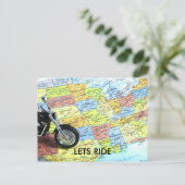アメリカの地図にバイクを乗せよう ポストカード (スタンド正面)