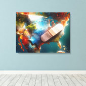 アメリカの地図に包帯をする キャンバスプリント (インサイチュ (ウッドフロア))