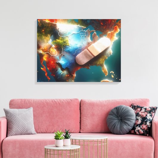 アメリカの地図に包帯をする キャンバスプリント (インサイチュ (リビング))