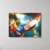 アメリカの地図に包帯をする キャンバスプリント (正面)