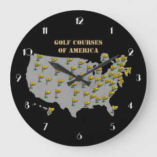 アメリカの地図の柱時計のゴルフコース ラージ壁時計