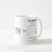 アメリカの地図上で赤く示されたアラバマ州とその有用な情報 コーヒーマグカップ (正面右)