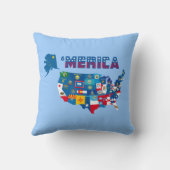 アメリカの地図及び州の旗の枕 クッション (裏面)
