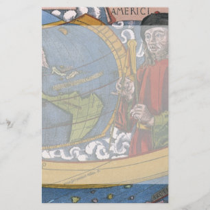 アメリカの地図(Map of the Americas with Explorer Amerigo  便箋