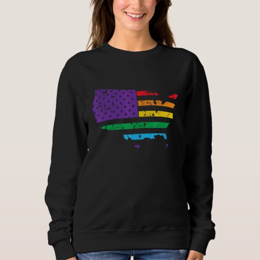 アメリカの地図LGBTプライド スウェットシャツ (正面)