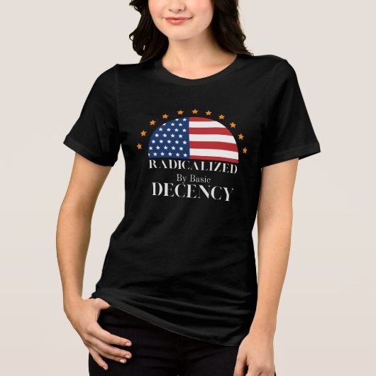 アメリカの基本礼儀旗によって急進化 トライブレンドTシャツ (正面)