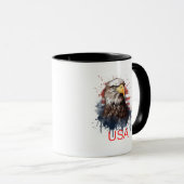アメリカの堂々たるハクトウワシの水彩画 マグカップ (正面右)
