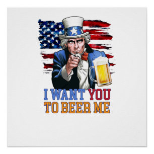 アメリカの夏のシャツのビールを下さい ポスター