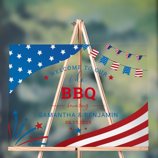 アメリカの夏のBBQ ウェディング シャワー おめでとう アクリルサイン (ニュートラル)