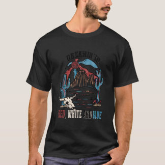 アメリカの夢 西部 7月4日 赤 白 青 Tシャツ