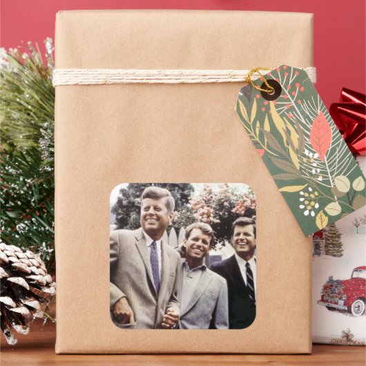 アメリカの大統領ジョン・ケネディとロバートとテッド スクエアシール (クリスマス)