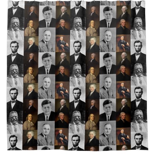 アメリカの大統領プラスHamiltonとFranklin歴史 シャワーカーテン (正面)