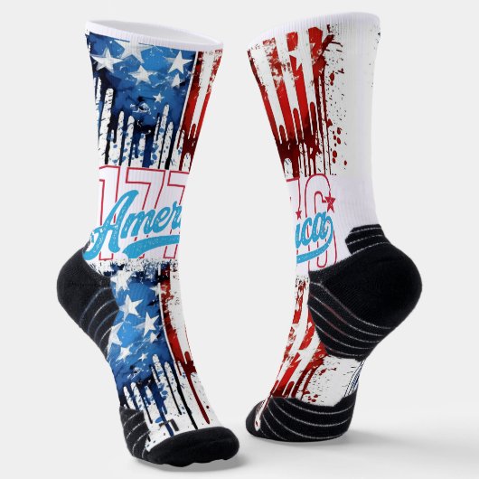 アメリカの大胆な印刷されたクルーの靴下 ソックス (傾斜あり)
