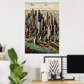 アメリカの大都市 | AIアートポスター ポスター (ホームオフィス)