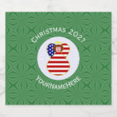 アメリカの天使のクリスマスフラグ 赤毛カスタマイズ スパークリングワインラベル (シングルラベル)