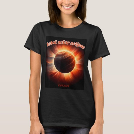 アメリカの太陽食 テキサス州 4.8.24 皆既日食 Tシャツ (正面)