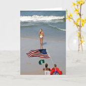 アメリカの女の子のライフガード カード (黄色い花)