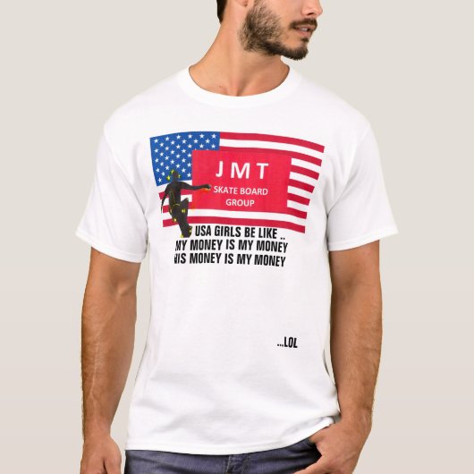 アメリカの女の子みたいな ベーシック ダーク T シャツ (正面)