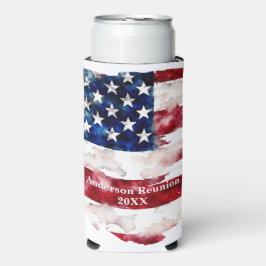 アメリカの姓 名 カスタム フラグ カラーズ リユニオン スリム缶クーラー