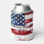 アメリカの姓 名 カスタム フラグ カラー 再会 缶クーラー (缶正面)