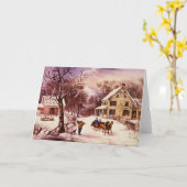 アメリカの家屋敷の冬の挨拶状 カード (黄色い花)