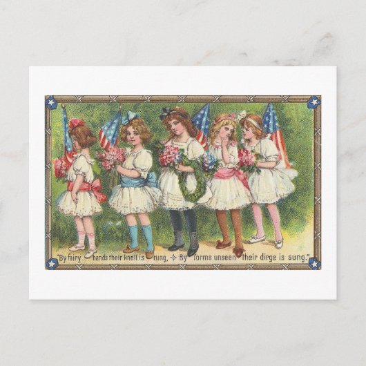 アメリカの少女と旗 ヴィンテージのアメリカーナ ポストカード (正面)