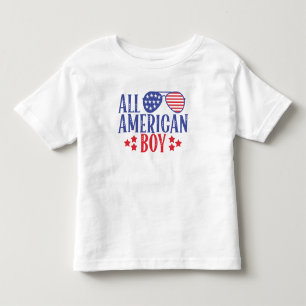 アメリカの少年の赤と白と青 トドラーTシャツ