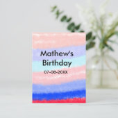 アメリカの少年 誕生日 名前 日付 赤 青 ポストカード (スタンド正面)