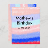 アメリカの少年 誕生日 名前 日付 赤 青 ポストカード (正面/裏面)