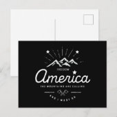 アメリカの山々が呼んでいる、私は行かねば モノクロダーク ポストカード (正面/裏面)