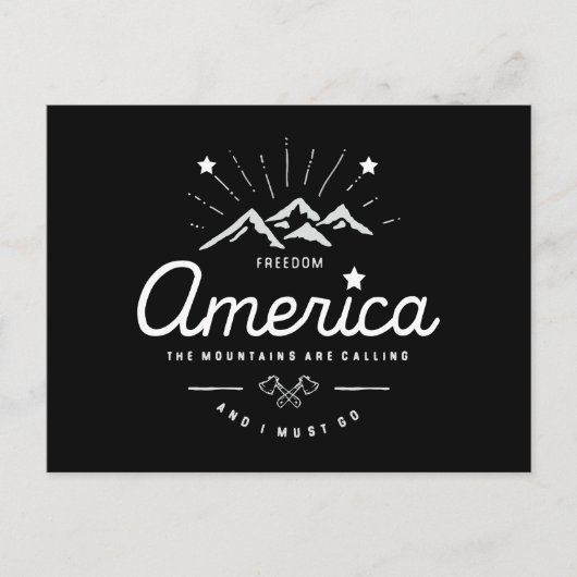 アメリカの山々が呼んでいる、私は行かねば モノクロダーク ポストカード (正面)