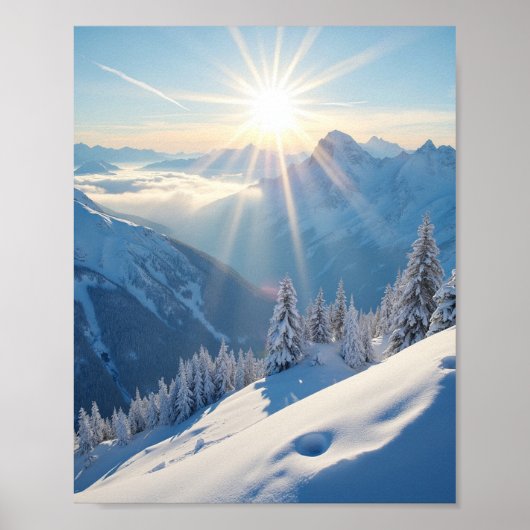 アメリカの山の上の日の出 ポスター (正面)