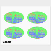 アメリカの希望: ネオンのレモンとオレンジのアート 楕円形シール (シート)