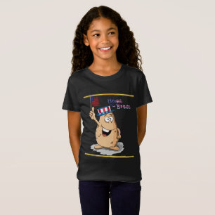 アメリカの帽子および米国の旗が付いている愛国心が強いポテト Tシャツ