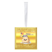 アメリカの帽子と米国国旗を持つ愛国的なポテト キューブオーナメント (右)